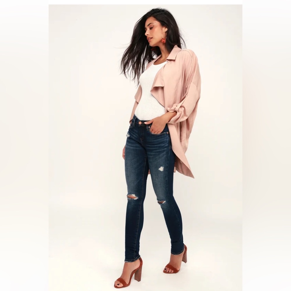 Blank NYC, The Reade Dark Washed Distressed Skinny Jeans